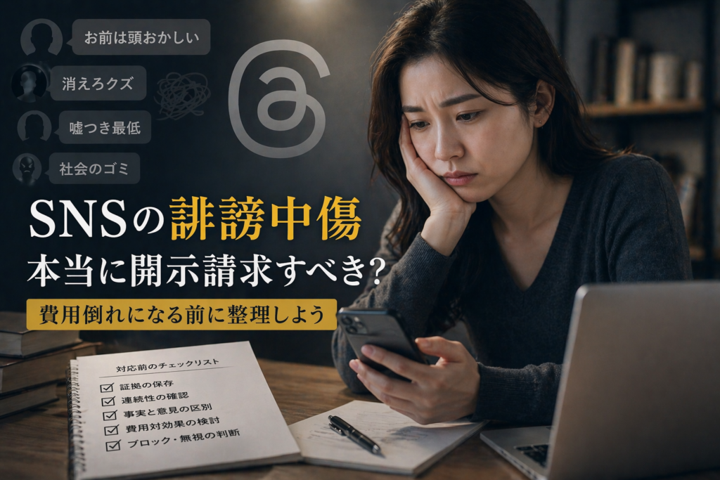 SNSの問題について考える女性