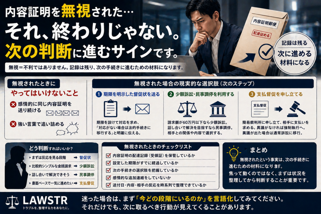内容証明　無視